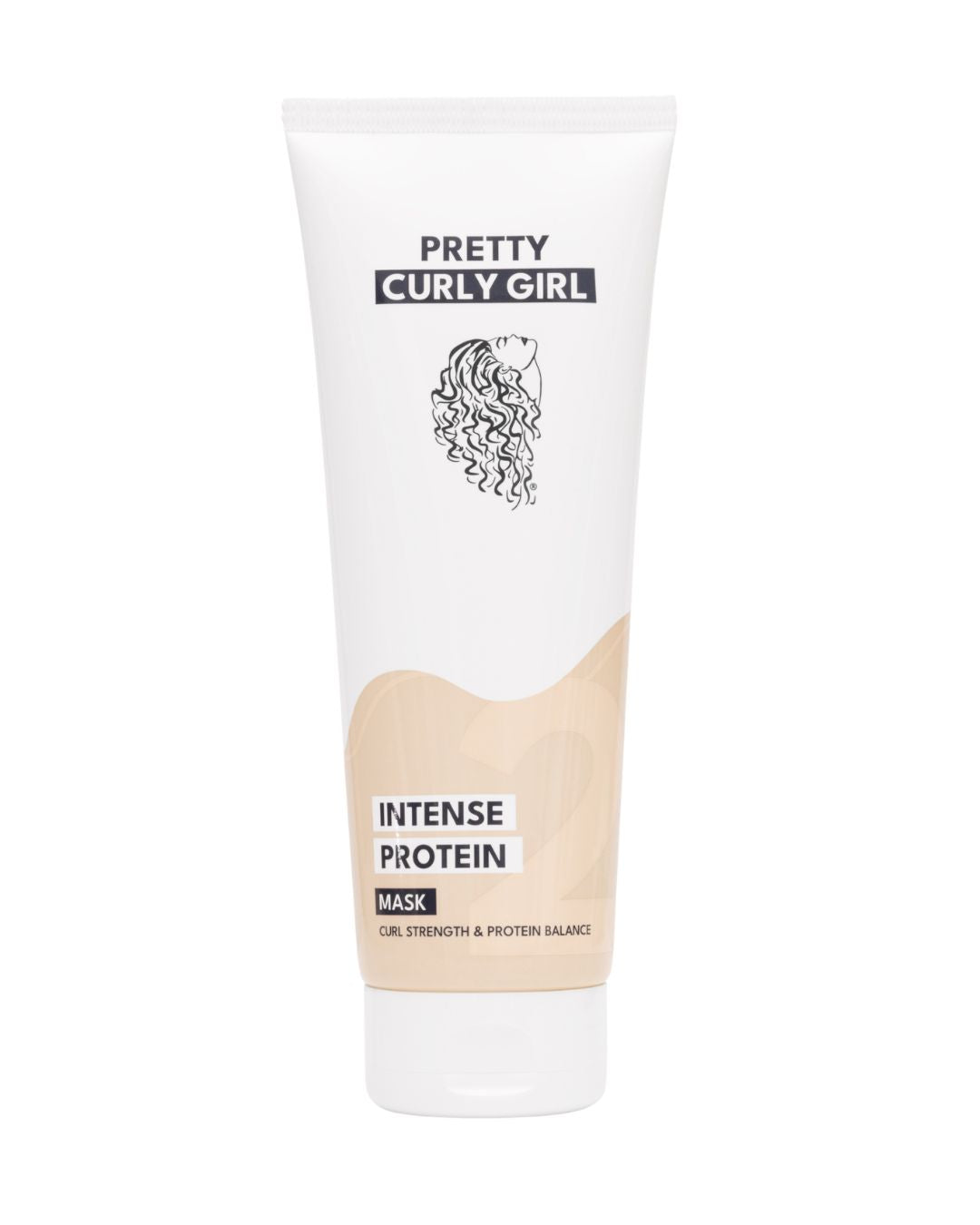 The Pretty Curly Girl USA Intense Protein Mask in an 8.5 fl oz jar. It is a weekly repair treatment for dry, damaged curls.