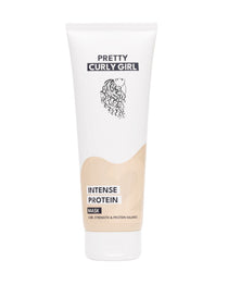 The Pretty Curly Girl USA Intense Protein Mask in an 8.5 fl oz jar. It is a weekly repair treatment for dry, damaged curls.